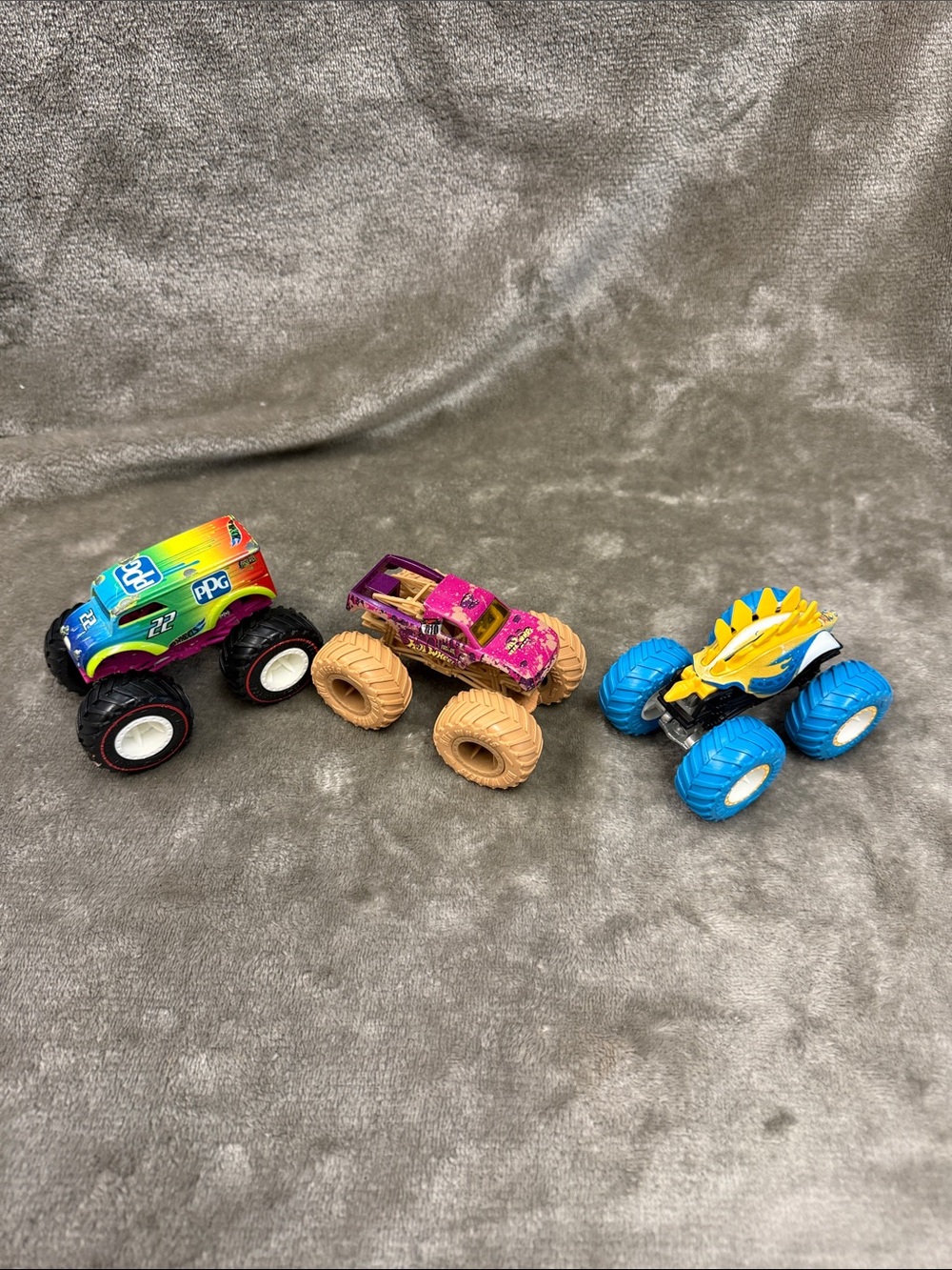 Lot of 3 Hot Wheels Monster Trucks Motosaurus, Hot Wheels, & PPG G